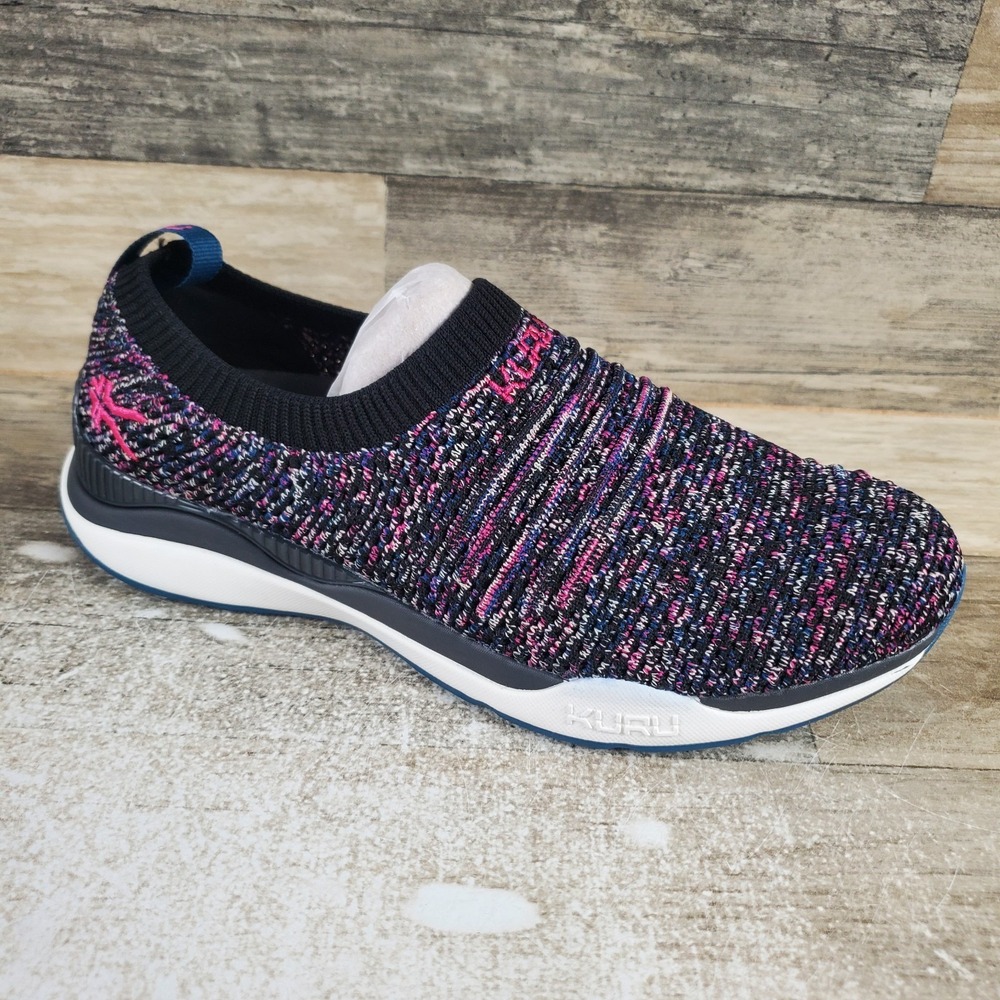 Kuru Stride Womens Shoes Sz 6 M Running Jet Black Confetti Slip On Sneakers
